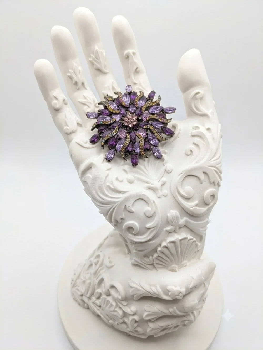 Sparkling Purple Floral Cluster Brooch - Women Jewelry